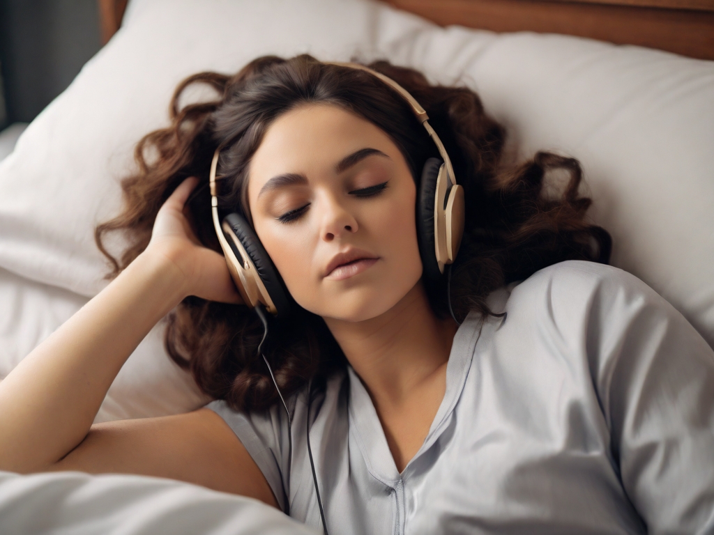Exploring the Best Hz for Sleep: A Comprehensive Guide 1 Best HZ for Sleep Lady lies in bed with headphones